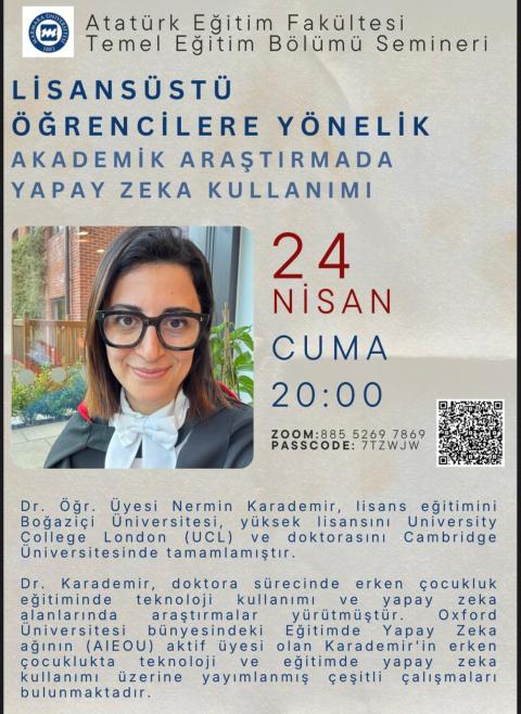"Lisansüstü Öğrencilere Yönelik Akademik Araştırmada Yapay Zeka Kullanımı" Semineri